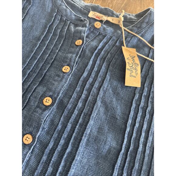 Faherty Gemina Linen Basketweave Dress Indigo Blue Size S, NEW NWT, MSRP $178 - Picture 6 of 11